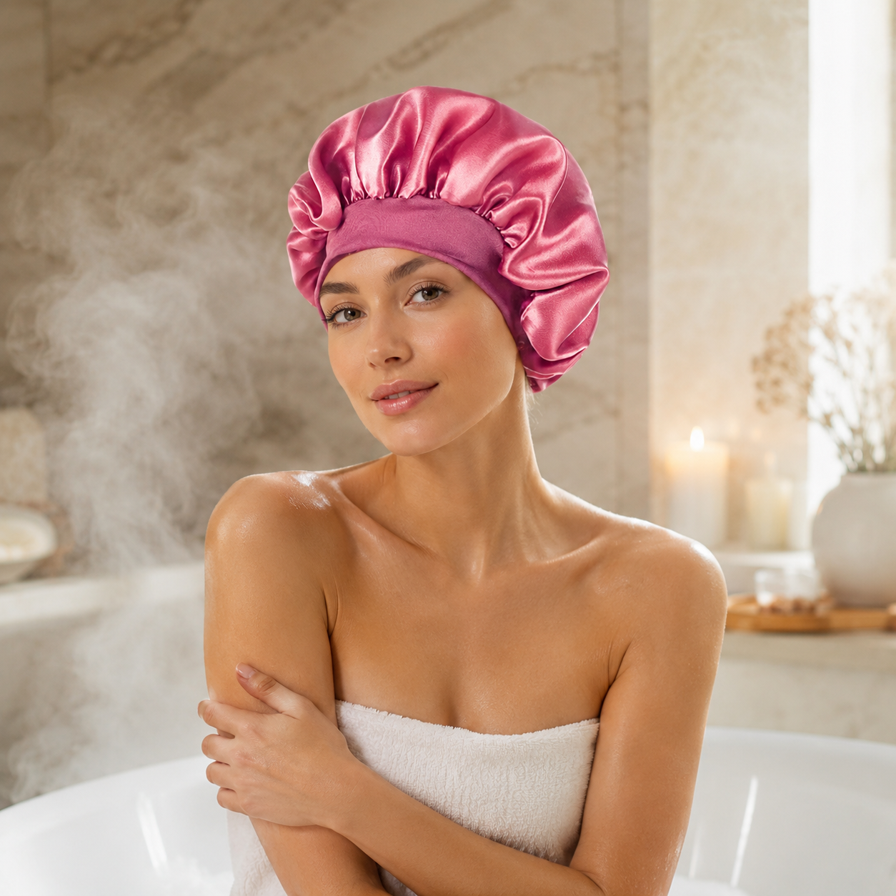 CloudSeal Shower Cap Frizz Free Waterproof Satin Fit
