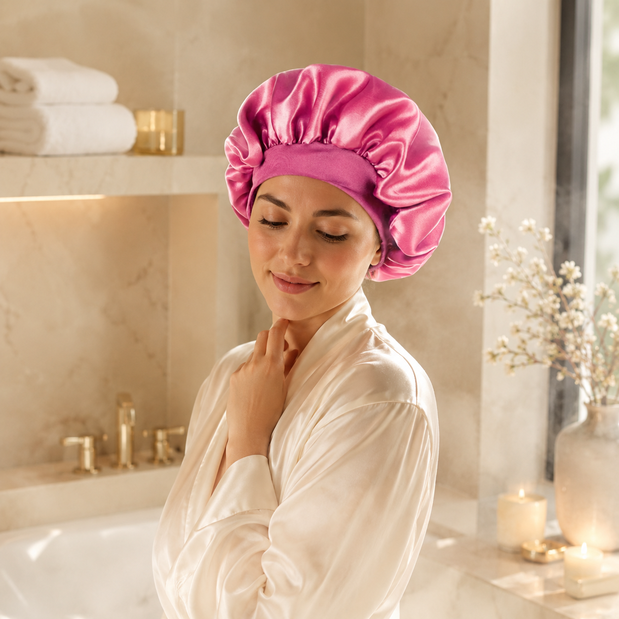 CloudSeal Shower Cap Frizz Free Waterproof Satin Fit